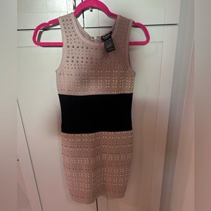 Bebé Bodycon Cocktail Dress Black & Tan